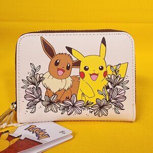 Loungefly Pokémon Pikachu & Eevee Floral Zip Wallet NEW